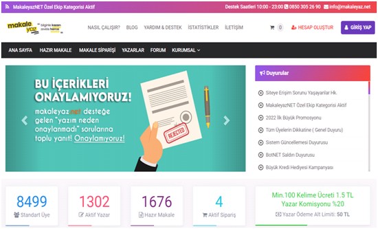 Hazır Makale Satışı – Web Sitelerinizin Ziyaretçilerini Arttırın